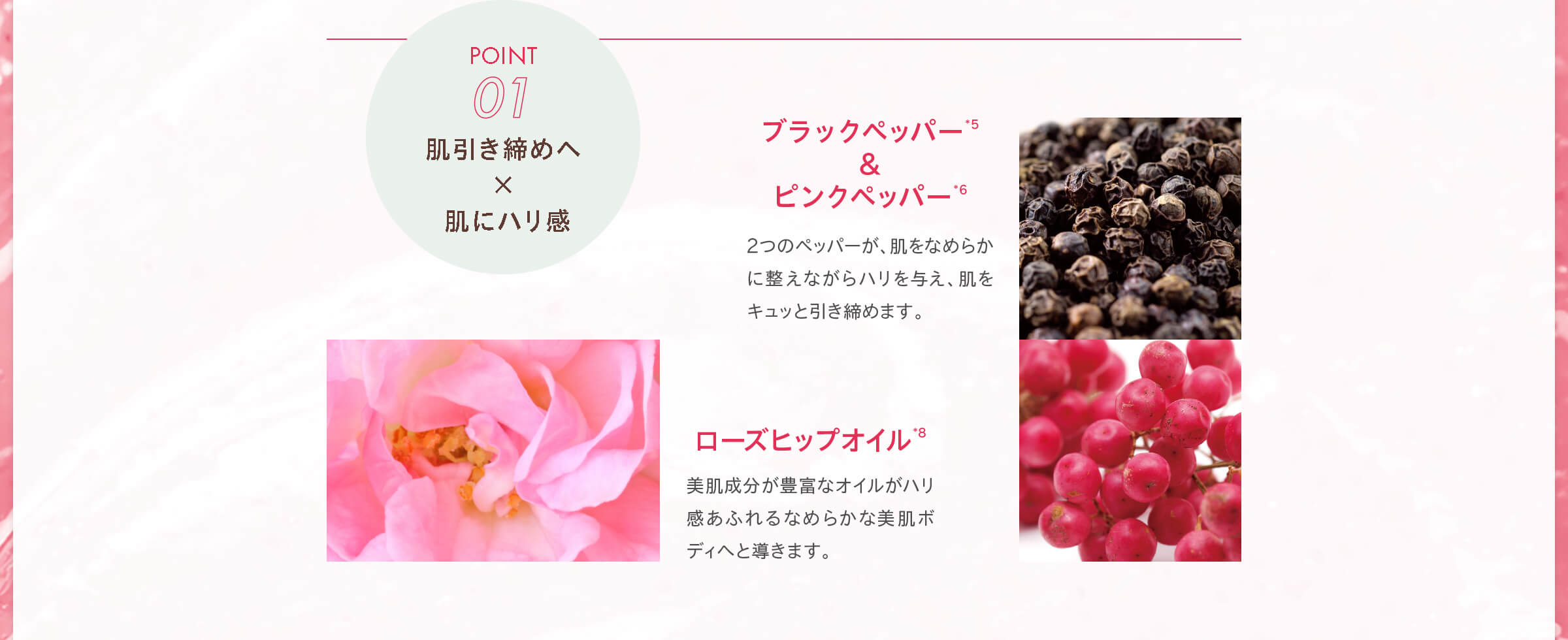 POINT01　肌引き締め×肌にハリ感
